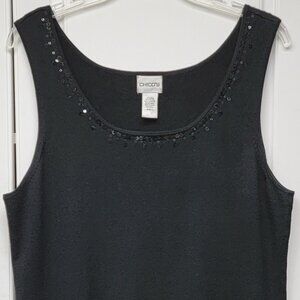 Women's Chico's Black Tank Sweater with Sequins Size 2 Excellent Condition